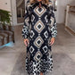 Jurk met lange mouwen en geometrische print