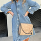 ROBE À MANCHES BOUFFANTES EN DENIM LAVÉ