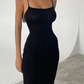 Robe sexy à bretelles en maille de soie brillante