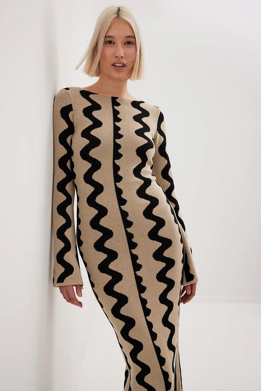 Robe longue en maille à manches larges