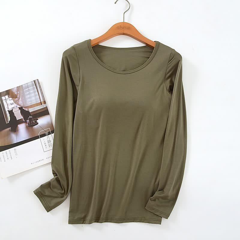 T-shirt à manches longues pour femme avec rembourrage de poitrine