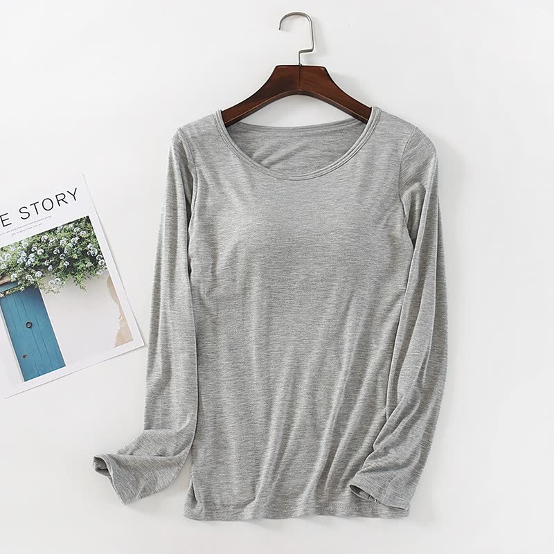 T-shirt à manches longues pour femme avec rembourrage de poitrine
