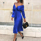 Serena | Dames elegante geturfde V-hals met lange mouwen en off-shoulder