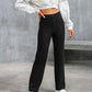 Cripes Taille haute avec boutons et poches multiples Pantalon décontracté à jambe droite