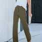 Cripes Taille haute avec boutons et poches multiples Pantalon décontracté à jambe droite