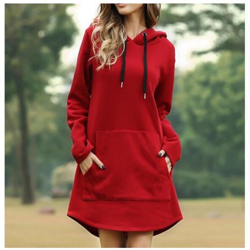 Cripes  Robe à capuche pour femme, ample et décontractée, de couleur unie.