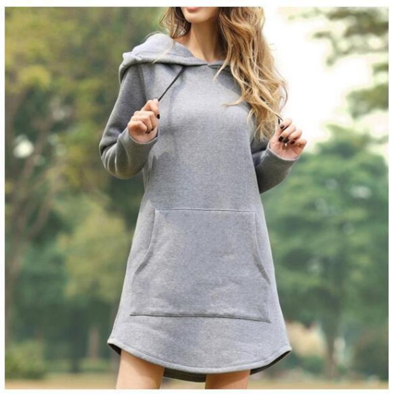 Cripes  Robe à capuche pour femme, ample et décontractée, de couleur unie.