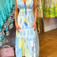Robe longue multicolore à imprimé bohémien vintage